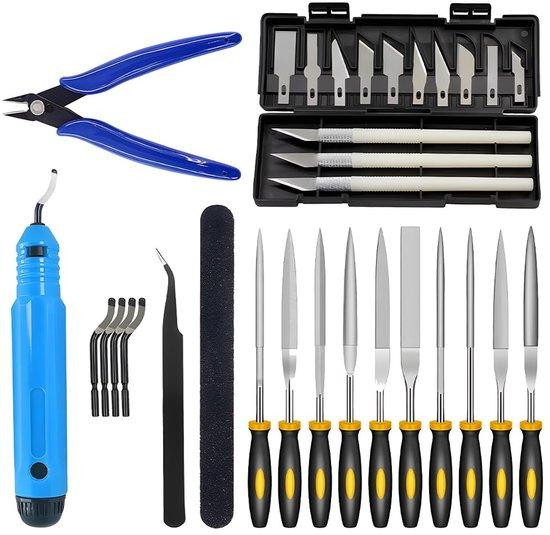 Multifunctionele 3D-printset met 32 accessoires in multicolor, inclusief reinigingsgereedschap, tang, pincet, schuur- en zaagset