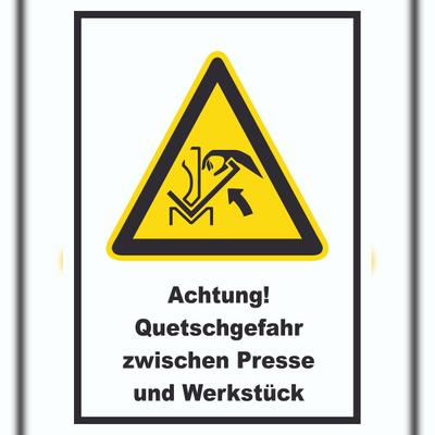 HB-Druck Achtung Quetschgefahr zwischen Presse und Werkstück A2 (420x594mm) Schild