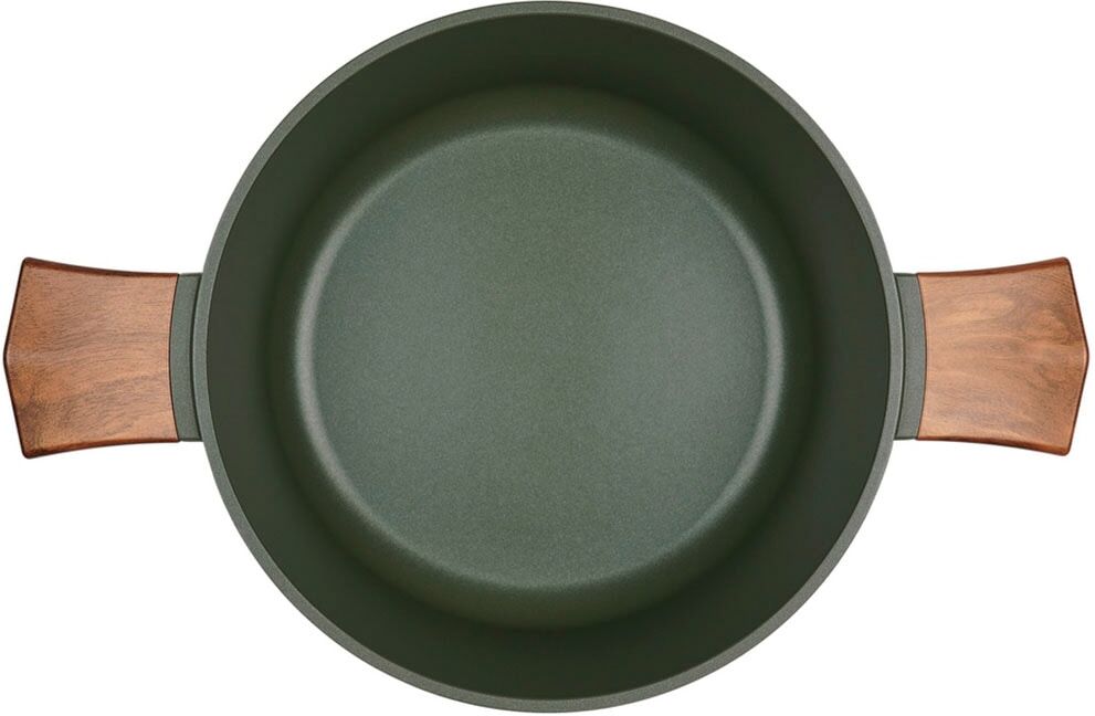 Kochtopf RESTO KITCHENWARE "Sadr, Bratentopf antihaftbeschichtet, im Geschenkkarton", grün (dunkelgrün), H:11,7cm L:35,5cm Ø:24cm, Töpfe, Kochtopf, inkl. Glasdeckel mit Silikonrand und integrierten Abgießlöchern