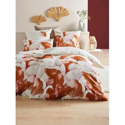 Bettwäsche HEINE HOME Gr. 5, beige (sand, terra, bedruckt), B/L: 135cm x 200cm, Mako-Satin,Mako-Satin, B/L: 40cm x 80cm, 2 Stk., Mako-Satin;Mako-Satin, 100% Baumwolle, Bettwäsche, Bettwäsche