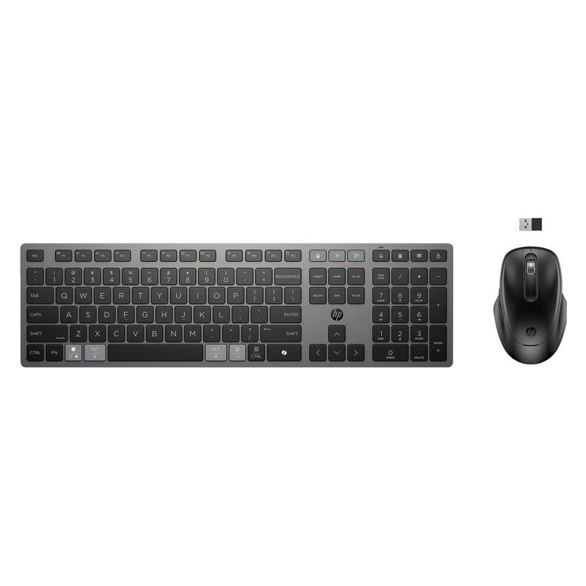 HP 725 Kombo mit wiederaufladbarer kabelloser Tastatur und Maus für mehrere Geräte, 499 g, 538 mm, 1 (DE, Kabellos) (9T5B0UT#ABU)