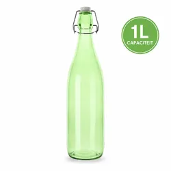 WDMT Glasflasche mit Bügelverschluss 1 L – Grün – Ø 8,6 x 32 cm – wiederverwendbar