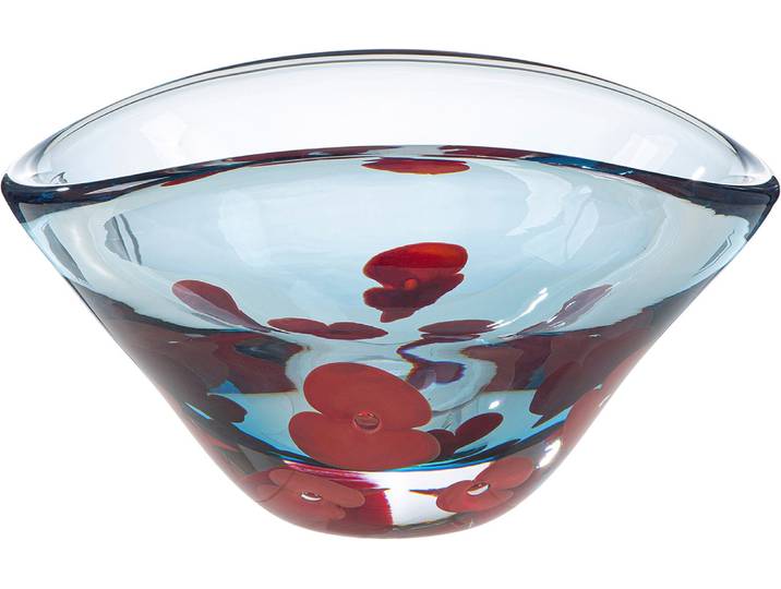 Schale GILDE Schale Rose klar , rot (transparent), B:28cm H:15,5cm T:17cm, Glas, Schüsseln, Schale, Glasschale, Rosenmotiv, Dekoschale, Tischdeko, romantisch, stilvoll