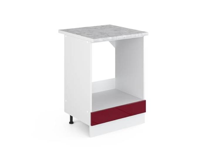 Vicco Herdumbauschrank R-Line , Rot Hochglanz/Weiß 60 cm Backofennische · Arbeitsplatte Marmor · Höhenverst. Füße · Frei kombinierbar · Einfache Integration