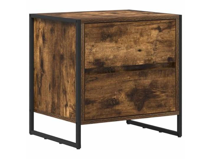 fsahslih Nachttisch Raucharbe 50x39,5x50 cm aus Holzwerkstoff Industrieller Nachtschrank für das Schlafzimmer mit geräumigen Schubladen und stabiler Bauweise im urbanen Stil.