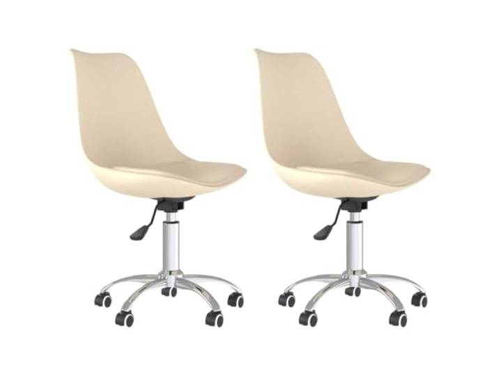 KDVXBCQJH Esszimmerstuhl 2er Set Drehbar Höhenverstellbar Creme Stoff Moderne Polsterstühle mit Rollen und Stufenloser Höhenverstellung. Ideal für Küchen, Esszimmer und Arbeitszimmer.