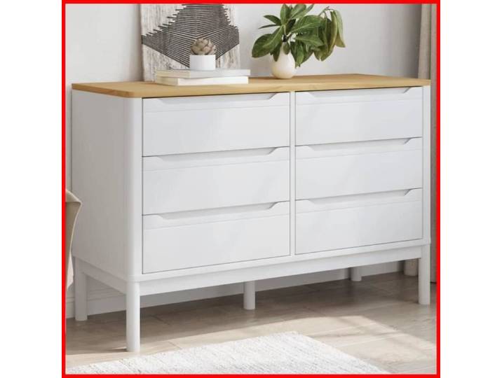 Commode - V BESTLIFE - FLORO - Bois de pin massif - 6 tiroirs - Style classique intemporel