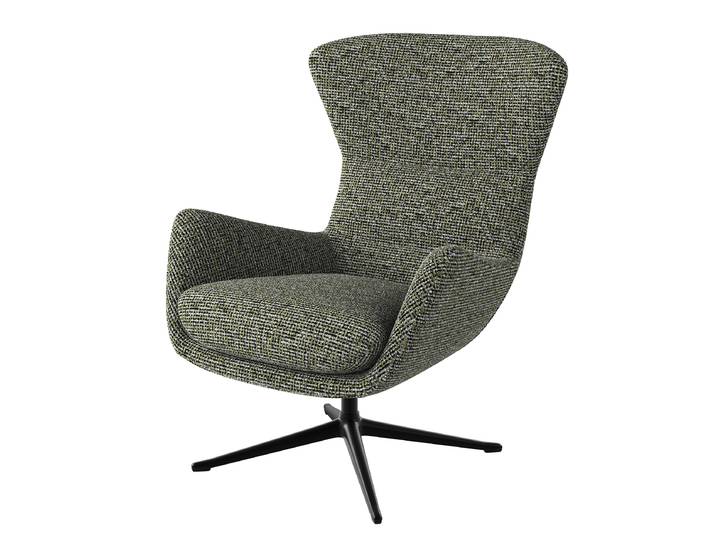 Sessel mit Kreuzfuß Grün/Moosgrün Chenille Enne Schwarz 84 x 99 x 96cm