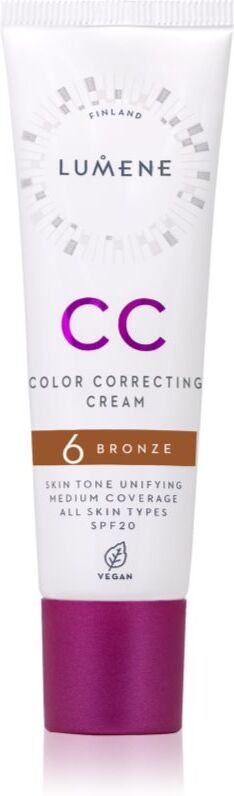 Lumene CC Color Correcting Cream CC cream for even skin tone SPF 20 shade 6 Bronze (Neutral) 30 ml