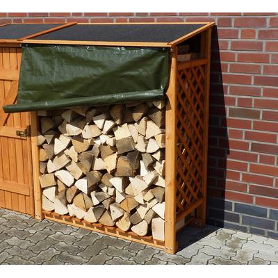 Kaminholzregal-Erweiterung PROMADINO, braun (honigbraun), B:119,5cm H:148cm T:68cm, Holzwerkstoff, Kaminholzlager, mit Wetterschutz