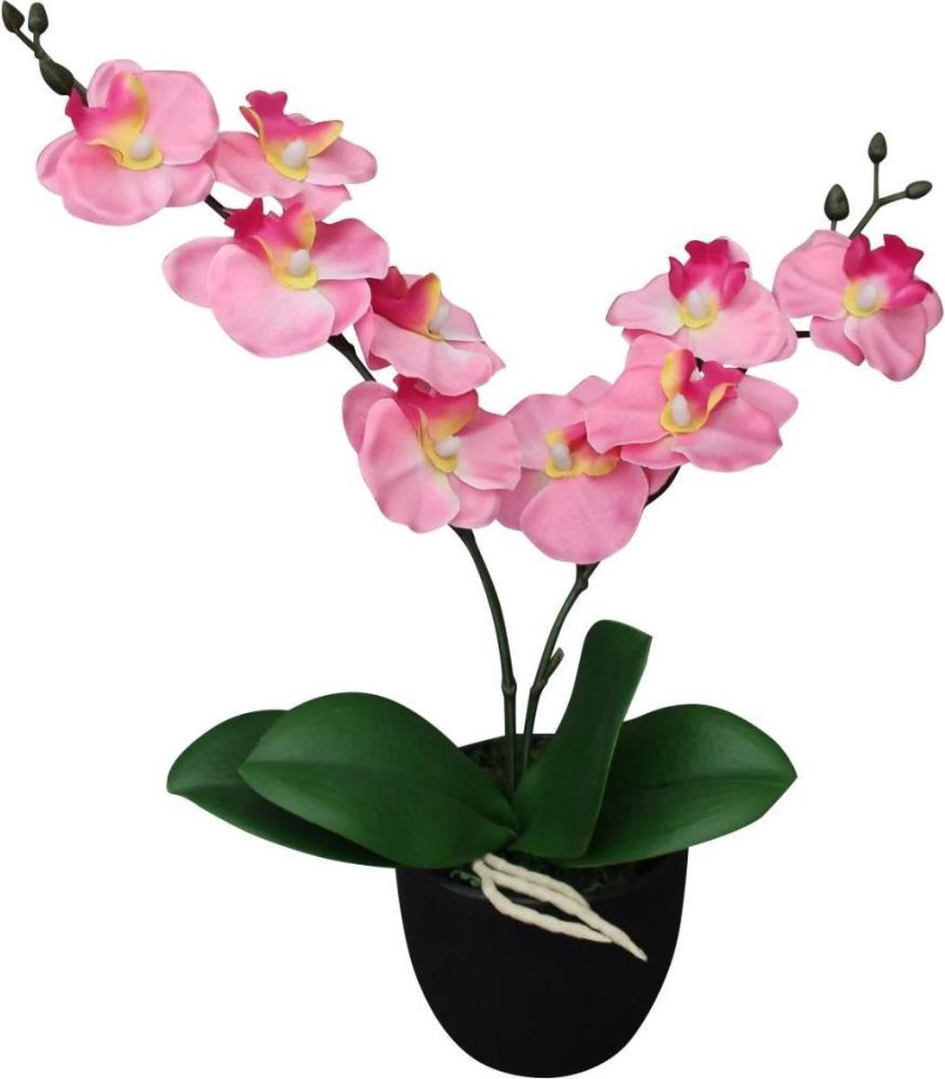 vidaXL Kunstplant Orchidee met Pot, Roze, Hoogte: 30 cm