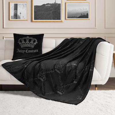 Juicy Couture Embossed Plush Throw Blanket