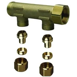 Uponor, Zubehör Sanitärinstallation, Aqua PLUS fordelerrør. Fast muffe. PEX WTR DR G3/4" MT/FT 2x15mm pex klemrings koblinger c/c