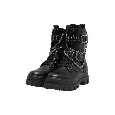 Stiefelette BUFFALO "Buffalo ASPHA LACE UP BIKER", Damen, Gr. 36, schwarz, Polyurethan, unifarben, Schuhe Stiefelette