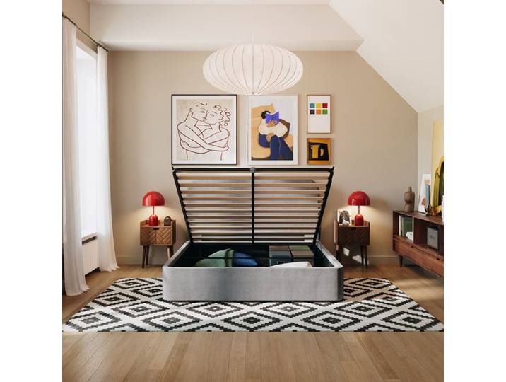 SLOME Lit coffre 2P gris NOVA 150x200 cm