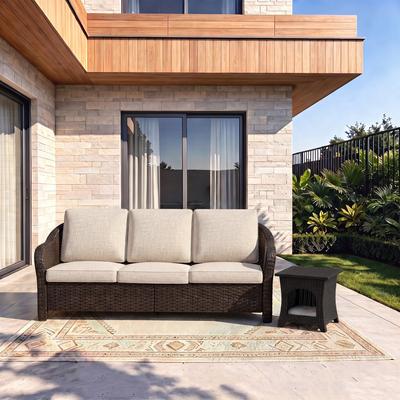 COZYWOR Outdoor Patio Set: 3-Seat Sofa, 1 Pet Storage Side Table for All-Weather Comfort