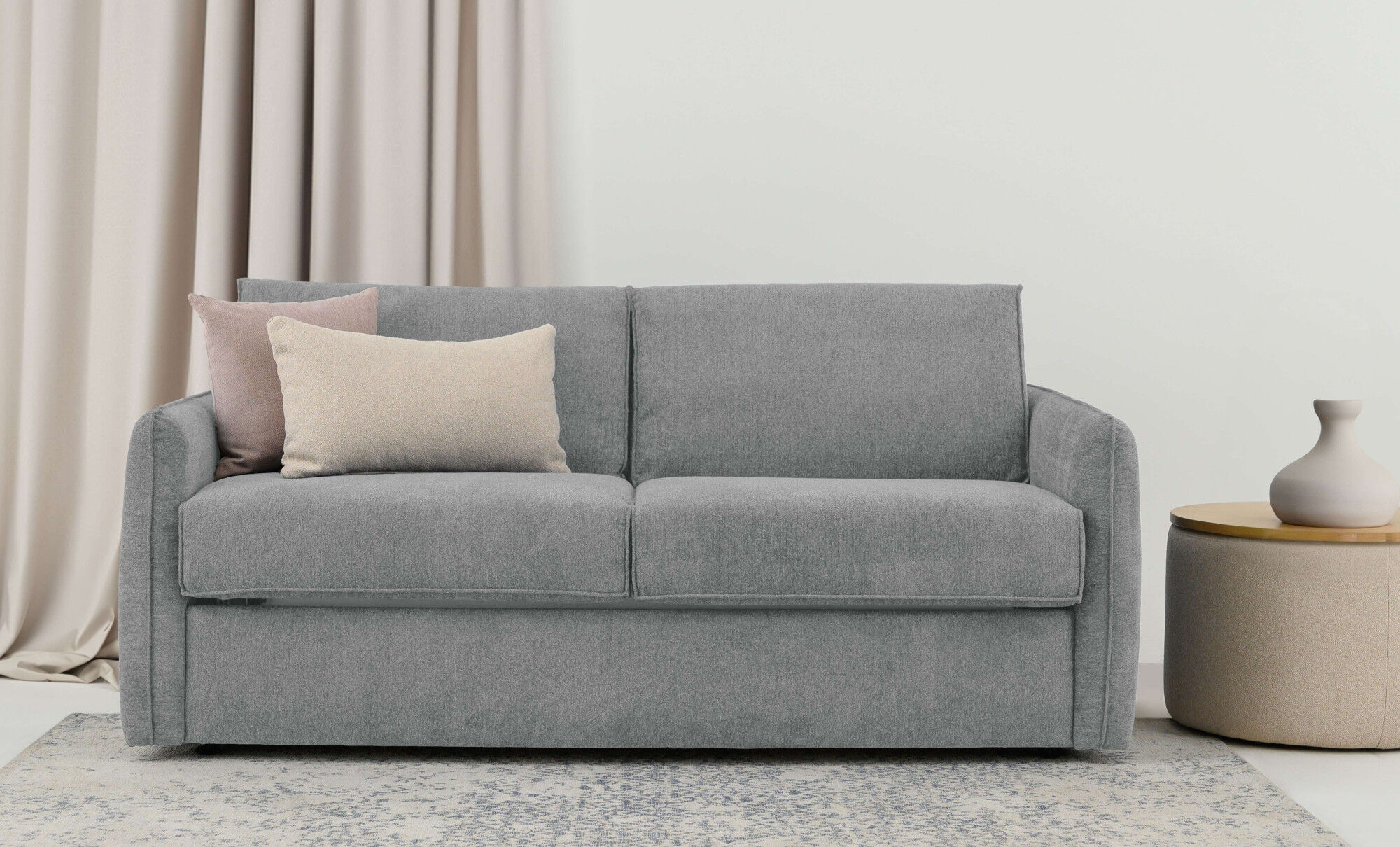 Schlafsofa GOODPRODUCT "Bergamons", grau, B:189cm H:90cm T:97cm, 100% Polyester, Sofas, Schlafsofa, 2-Sitzer, mit Dauerschlaffunktion, inkl. Federkernmatratze, Lattenrost grau B/H/T: 189cm x 90cm x 97cm, Chenille