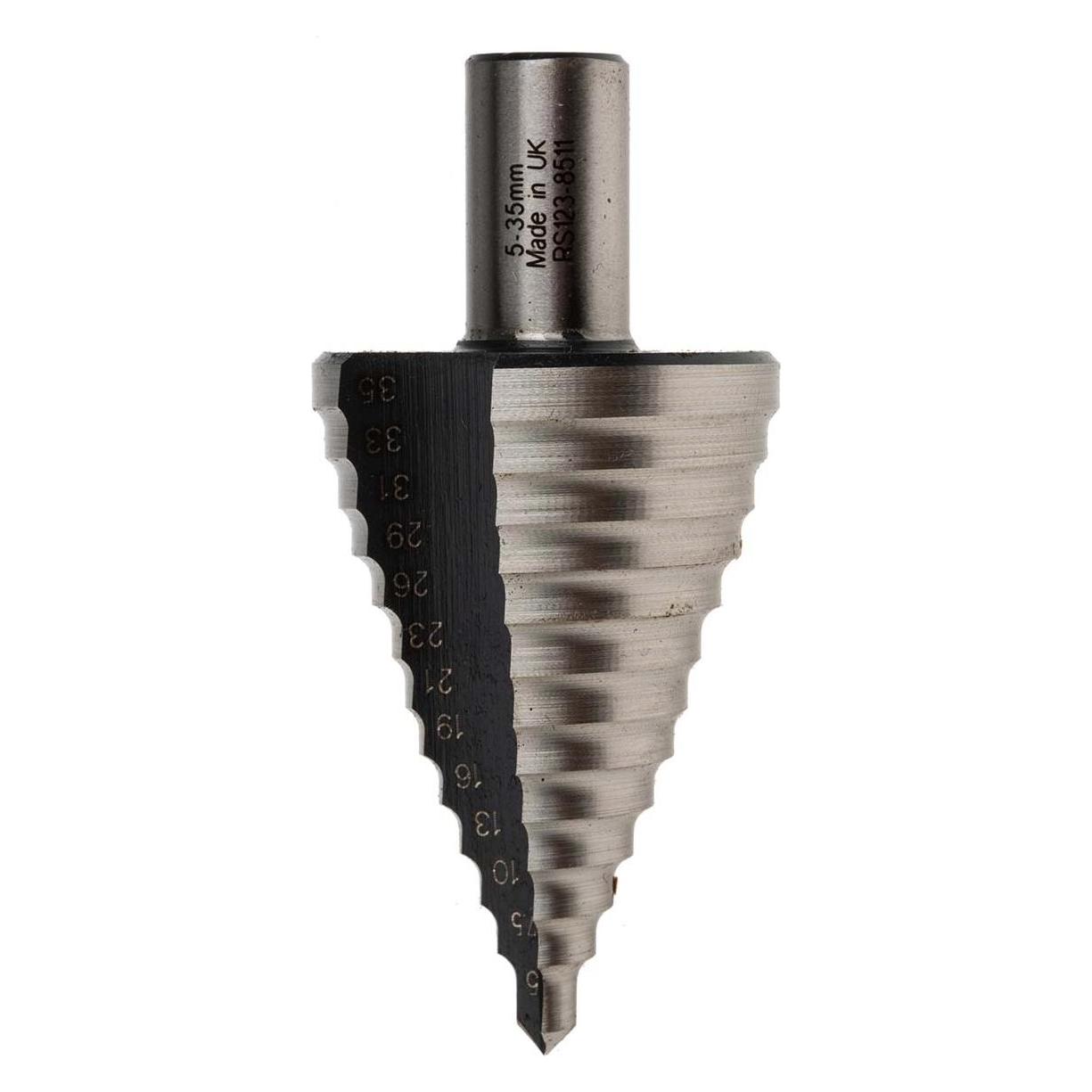 RS PRO 5-35mm HSS step drill bit 13mm shank (1238511)