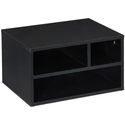 Relaxdays Druckerständer Schreibtisch, 3 Fächer, Regal für Drucker, Druckerhalter, H x B x T: 22,5 x 40 x 30 cm, schwarz