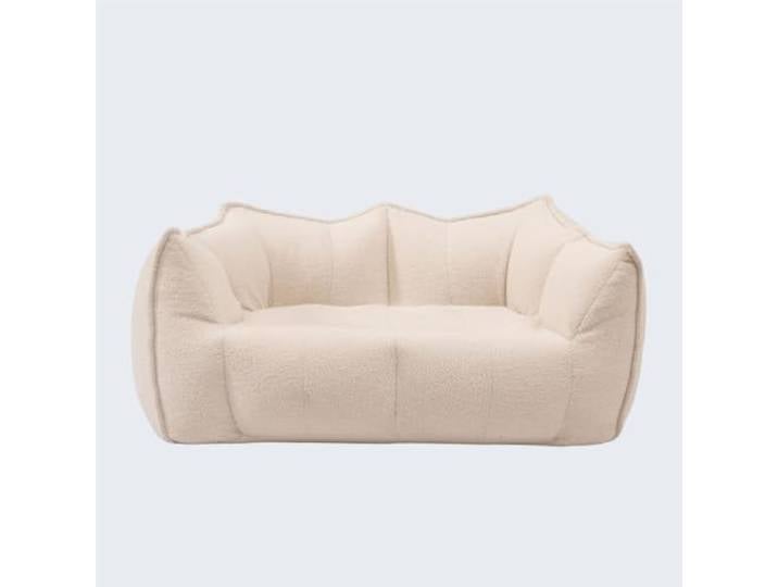 Vakuumkomprimiertes Lazy Sofa, Einzel-Doppel-Wohnzimmer aus Stoff-Teddyfleece, Schaumstoffperlen, rahmenlos vakuumkomprimiert, Einzel-Doppelbett 80x80x35(White,Two people)