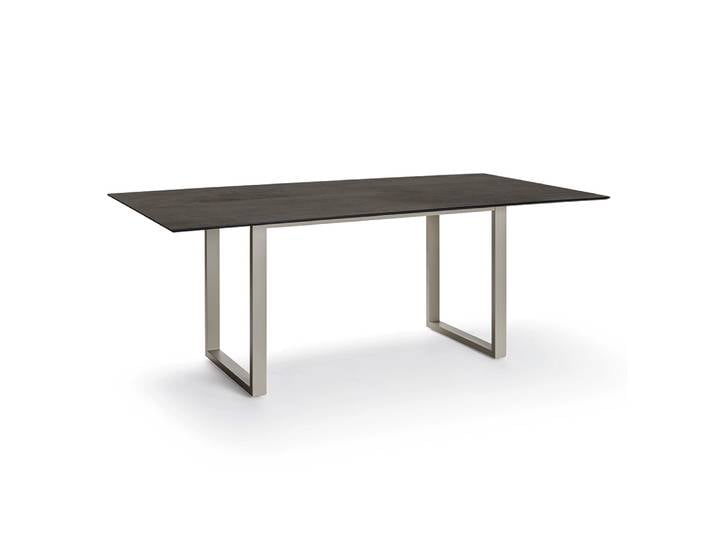Stern Kufentisch 200x100 cm Aluminium greige mit Tischplatte