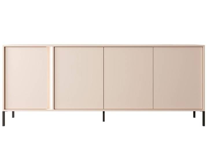 Compleo Kommode mit 4 Türen NINA, LED-Beleuchtung als option, Metallfüße