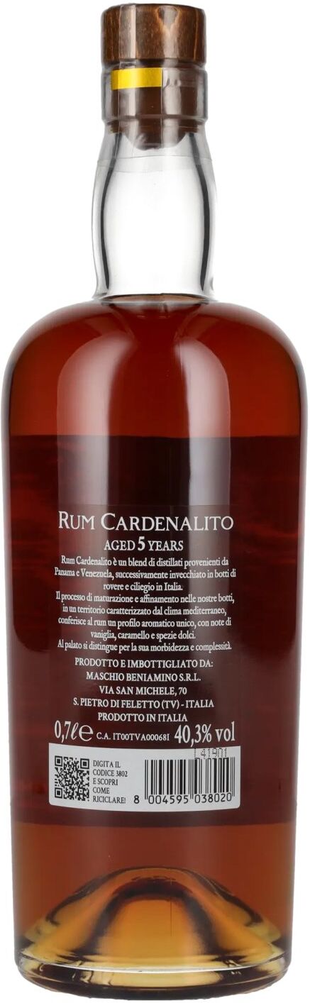 Rum Cardenaltio Rum Cardenalito 5 Years Old Handcrafted Rum 40,3% Vol. 0,7l