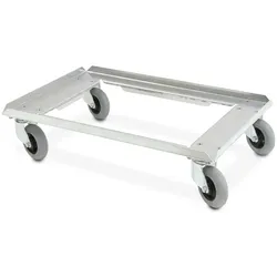 BRB Flüsterroller Edelstahl Transportroller, geräuscharm, für Behälter 600 x 400 mm/Eurokästen/Bäckerkörbe