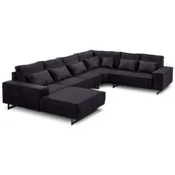 filippo Wohnlandschaft Antwerp Mikrofaser Schwarz 373 cm