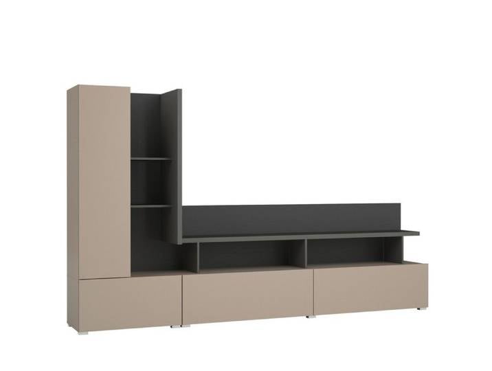 Meuble TV mural NESS – Ensemble 270 cm – 2 tiroirs 2 portes 10 niches – Finition Congo