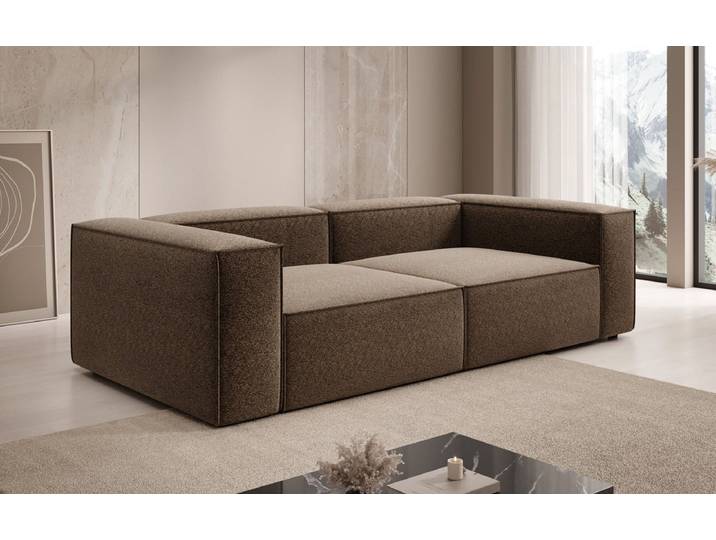 Designer Sofa Lesley 3 Sitzer in Strukturstoff - Safran - Strukturstoff - Luxusbetten24
