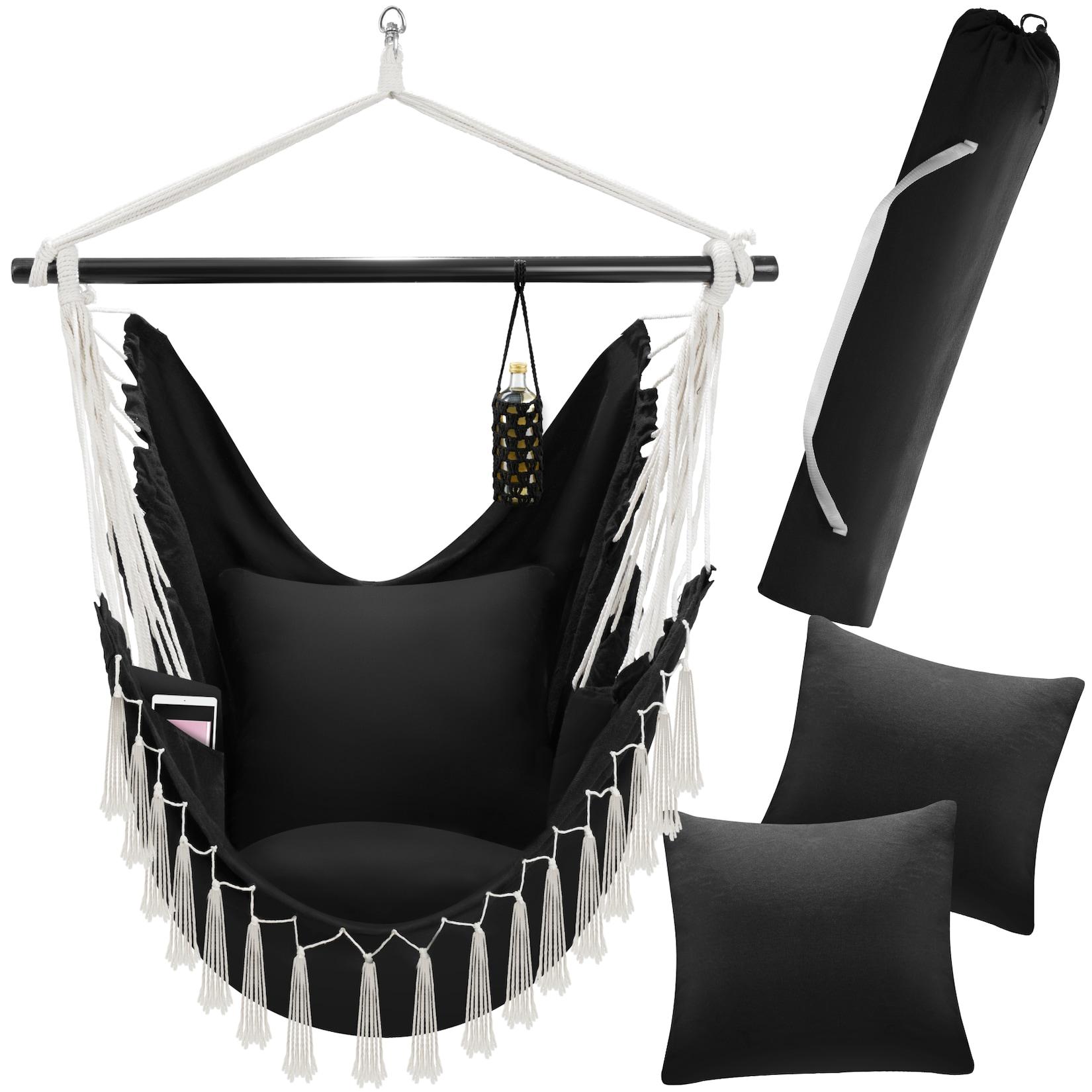tectake® Hängesessel, extra dicke Sitz- und Rückenkissen, Belastbarkeit 150 kg, inkl. Tragetasche, ca. 100 x 150 x 150 cm