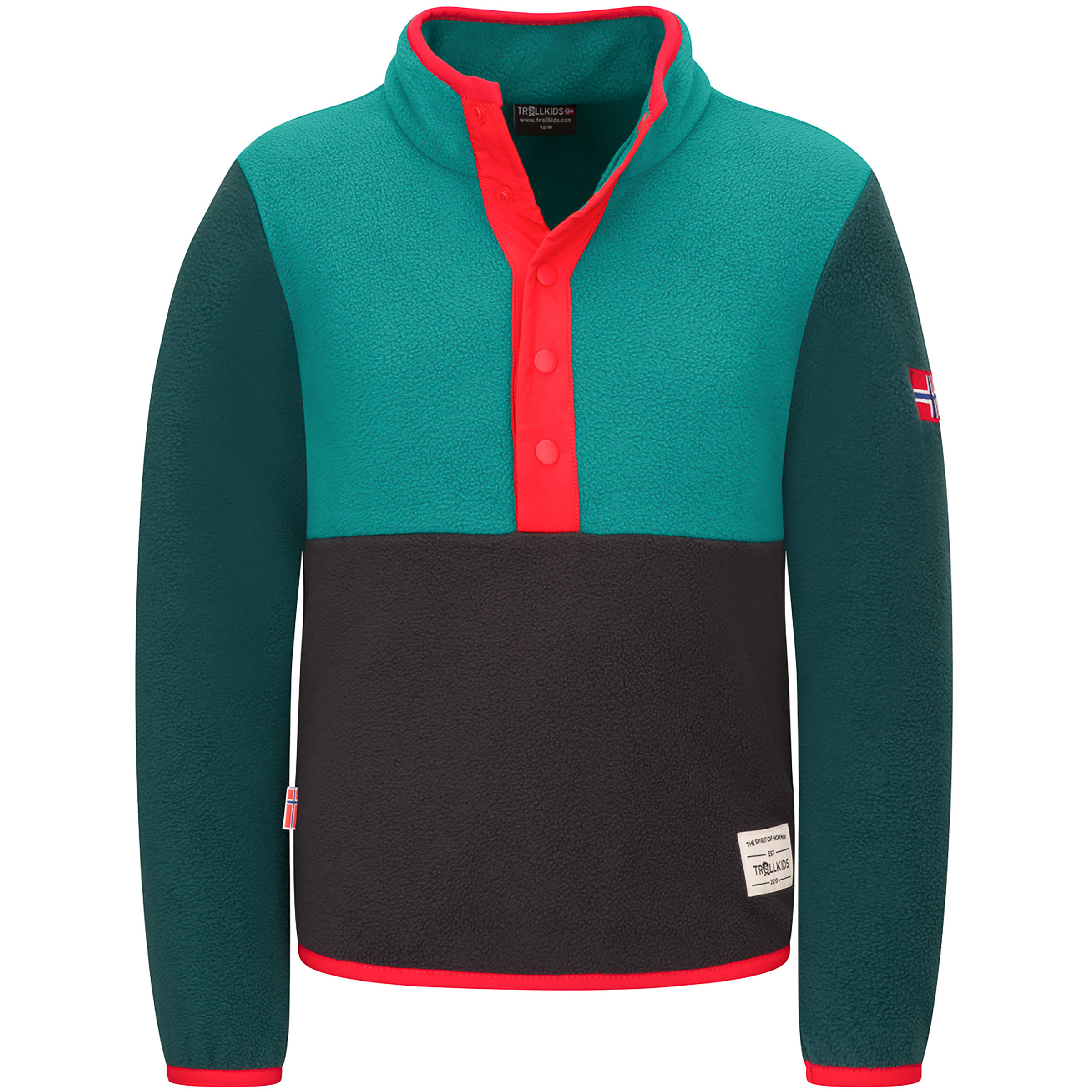 Trollkids Flekkefjord Half Zip Kinder Pullover gruen Größe 104 Trekking Schnell trocknend