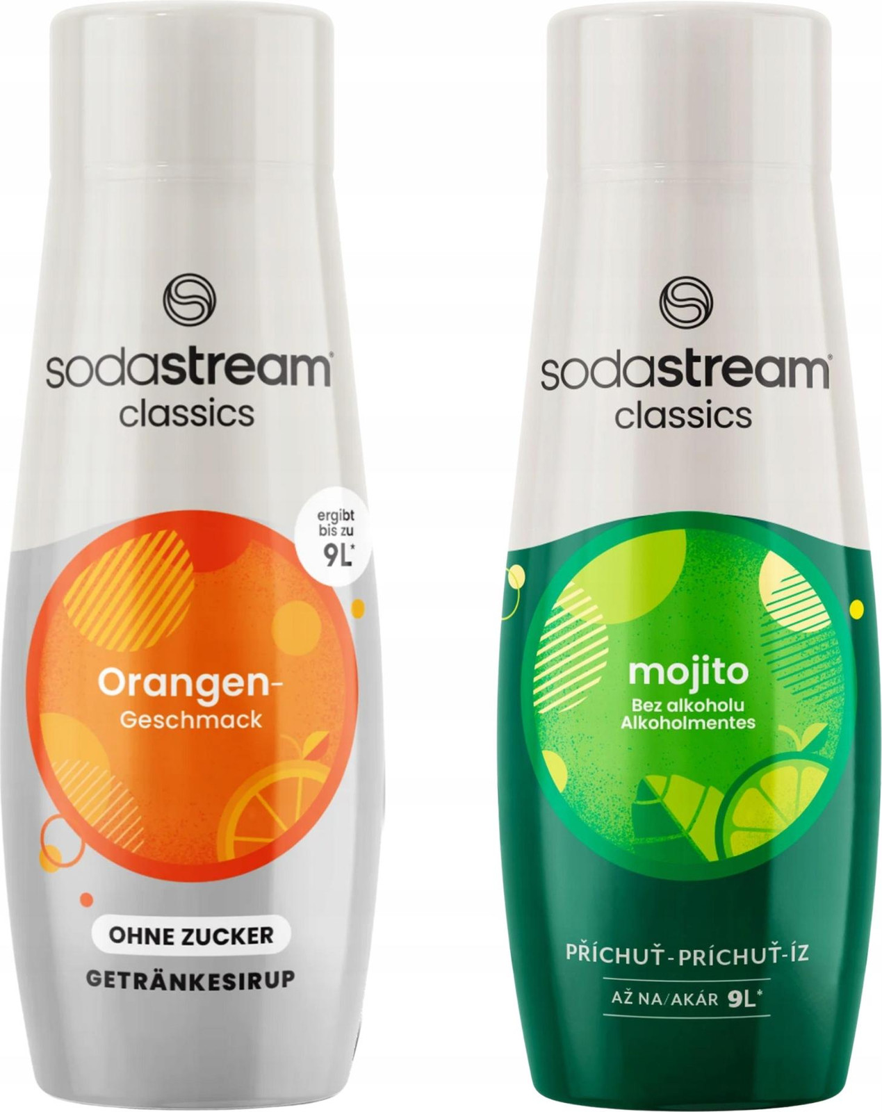 SodaStream Orange Zero siroop, suikerarm, sinaasappel en mojito