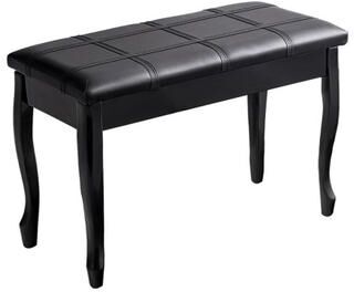 Costway Solid Wood PU Leather Piano Bench with Storage-Black