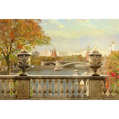 Fototapete PAPERMOON "Stadt terrasse", bunt, B:2m L:1,49m, Vlies, Tapeten