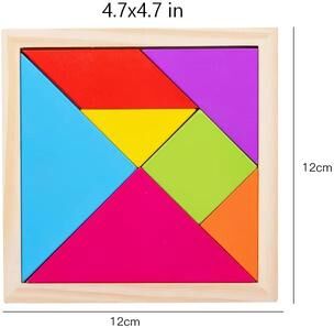 Inspire Curations Wooden Tangram Puzzle For Kids, 7 Piece Color Shape Brain Teaser Set set 2