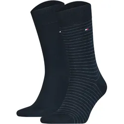 TOMMY HILFIGER Herren Socken, 2er Pack - Small Stripe Socks 2P, Streifen schmal Dunkelblau / 39-42