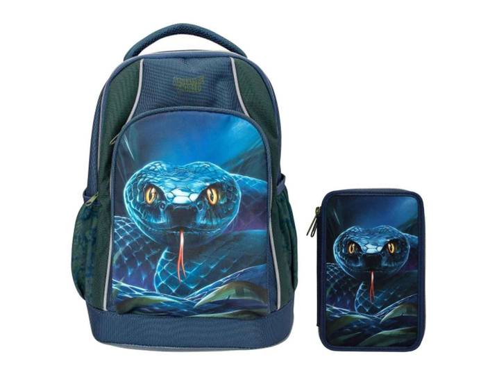 Depesche Germany Schul-Set Schlange Adventure World blau-grün, Blau, Grün, 2x2 cm, unisex, Füttern, Kindergartenzubehör