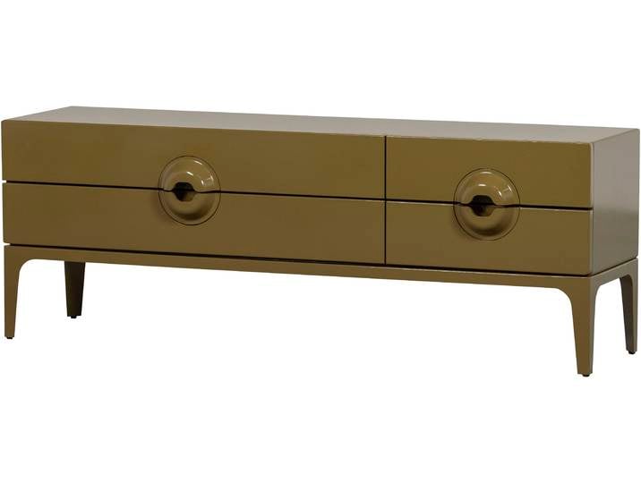 Lowboard WOOOD Merge mit Eukalyptusholz und 4 Schubladen , braun (honiggelb), B:160cm H:57cm T:44cm, Massivholz, Sideboards, Lowboard, Eukalyptusholz, Tragkraft 120 kg, Metallbeine
