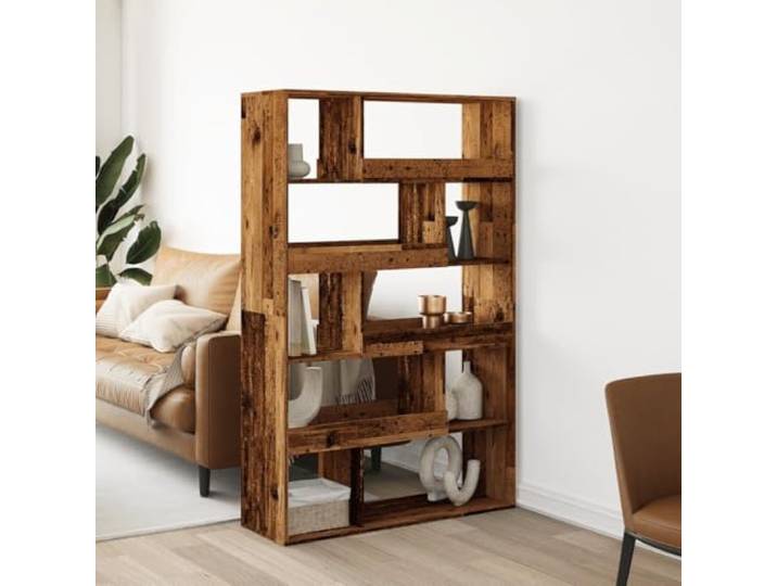ROMHZKS Raumteiler Regal Altholz-Optik 100x33x156,5 cm Holzwerkstoff 10 geräumige Fächer, feuchtigkeitsresistent, pflegeleichte Oberfläche, vielseitig als Raumtrenner oder Regal nutzbar