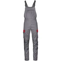 Latzhose "3031" - 44 - grau/rot