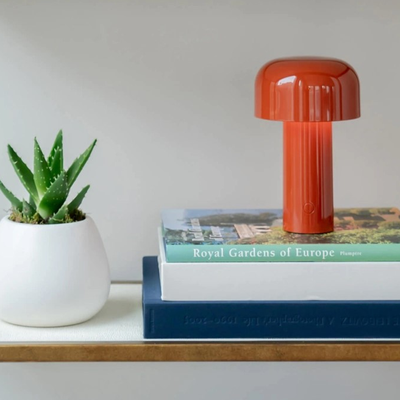 HomeDecorAndMore LLC LED Creative Mushroom Rechargeable Table Lamp Red