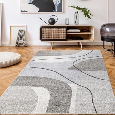 Paco Home Modern Area Rug with Abstract Artful Pattern in Beige and Grey