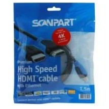 Scanpart Premium High Speed HDMI kabel met Ethernet, 4K60Hz, 18Gbps, 1.5m