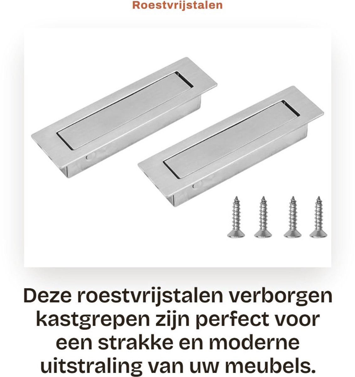 Dailygoods Roestvrijstalen Verborgen Kastgreep voor Schuifdeuren, 2 stuks