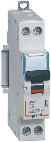Disjoncteur DNX³ 4500 6 kA borne à vis 1 module 1P+N 230 V 6 A LEGRAND 406772