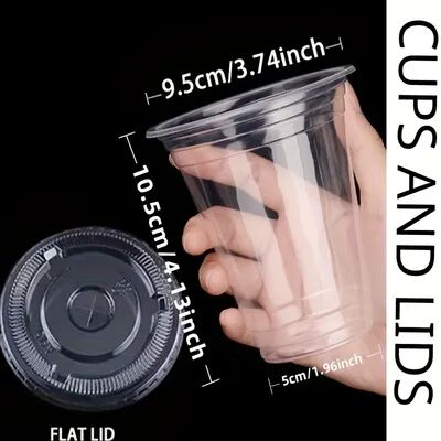 The Handy Homestead Clear Plastic Cups With Lids And Straws For Iced Coffee 12oz