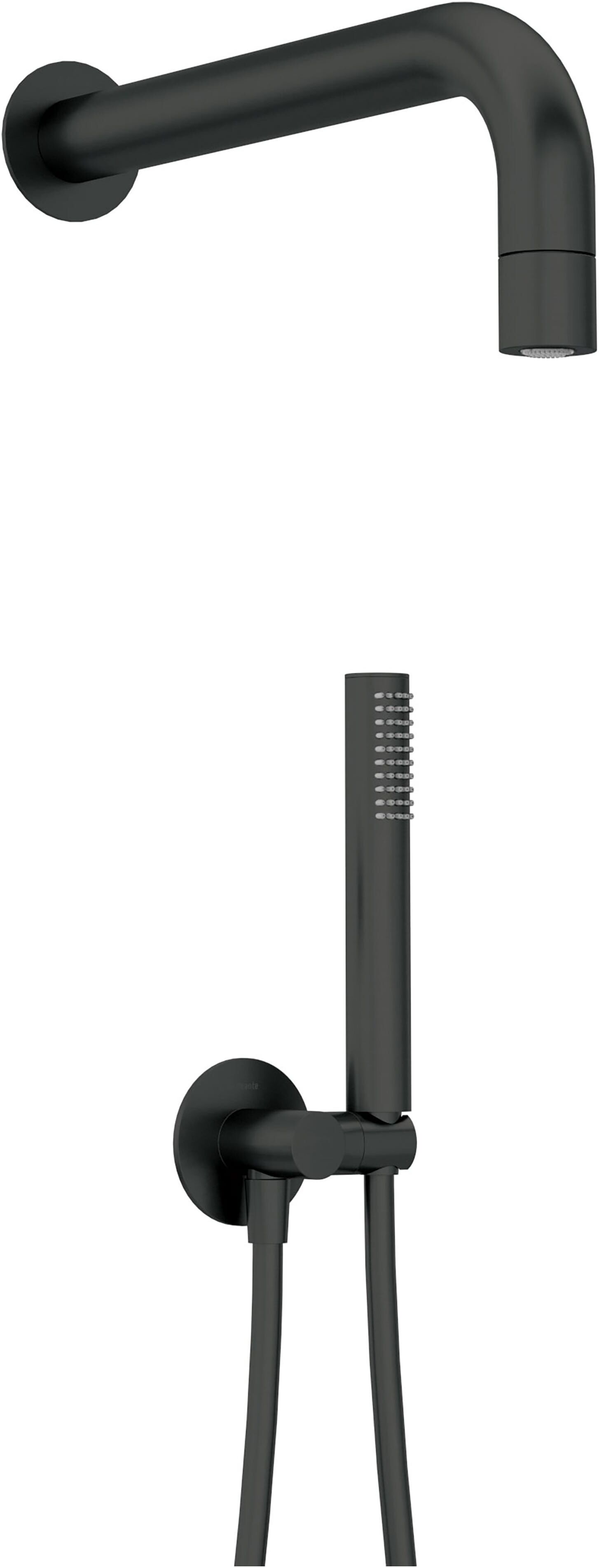 Deante KIT DOCCIA  LOIRA NERO BRACCIO E SOFFIONE L403xØ42 mm DOCCETTA 1 GETTO OTTONE
