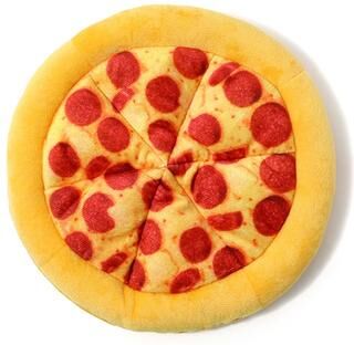 Happy Pet Pantry Plush Pizza Squeaky Dog Toy Interactive Chew & Teeth Cleaning Fun pizza